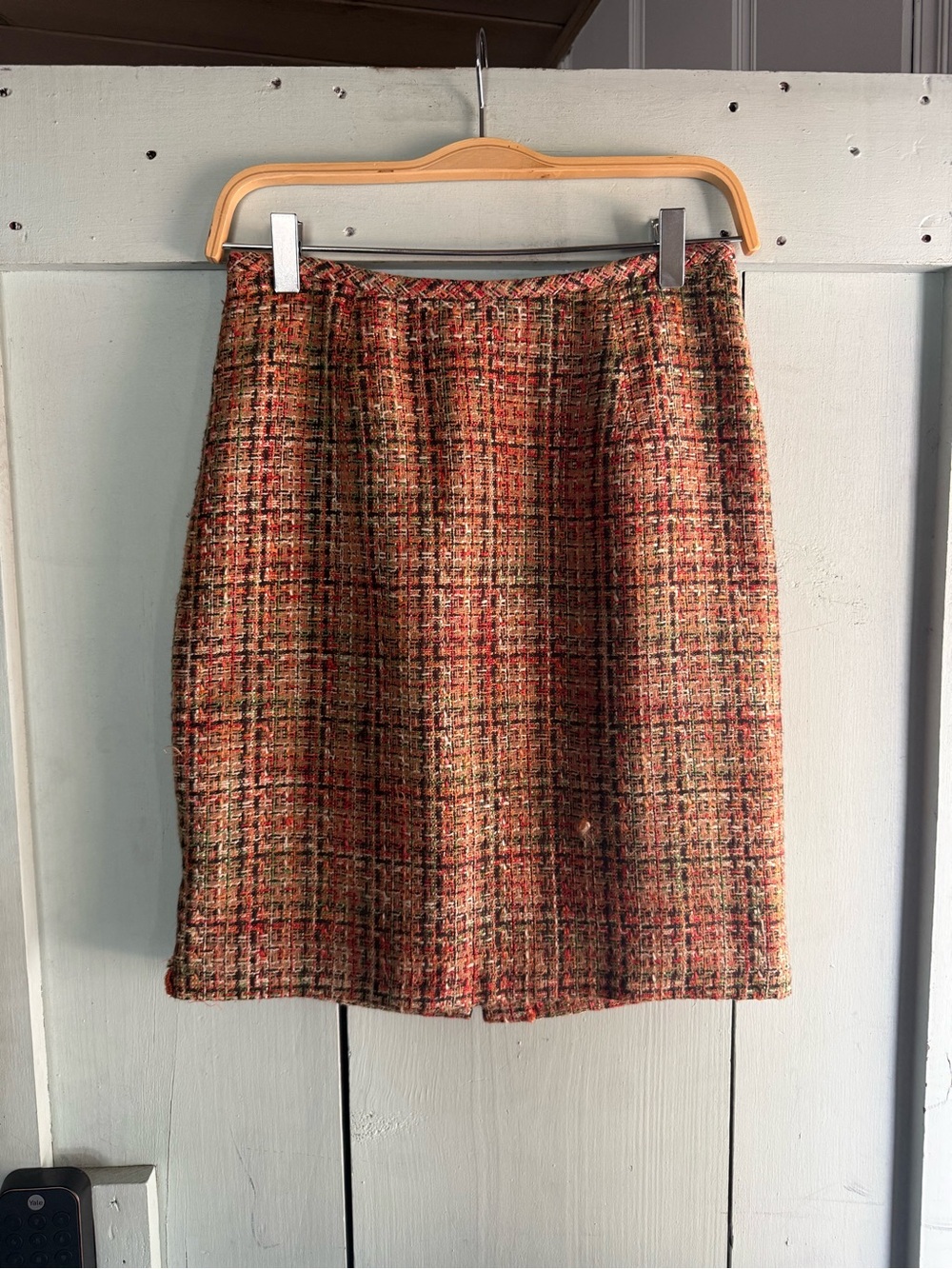 Vintage Multicolor Tweed Pencil Skirt — Warm Earth Tones
